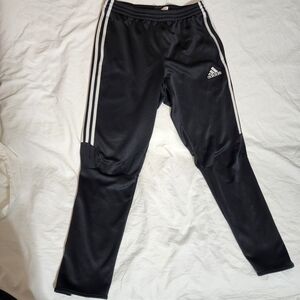 Adidas Mens Black Joggers with White Stripes